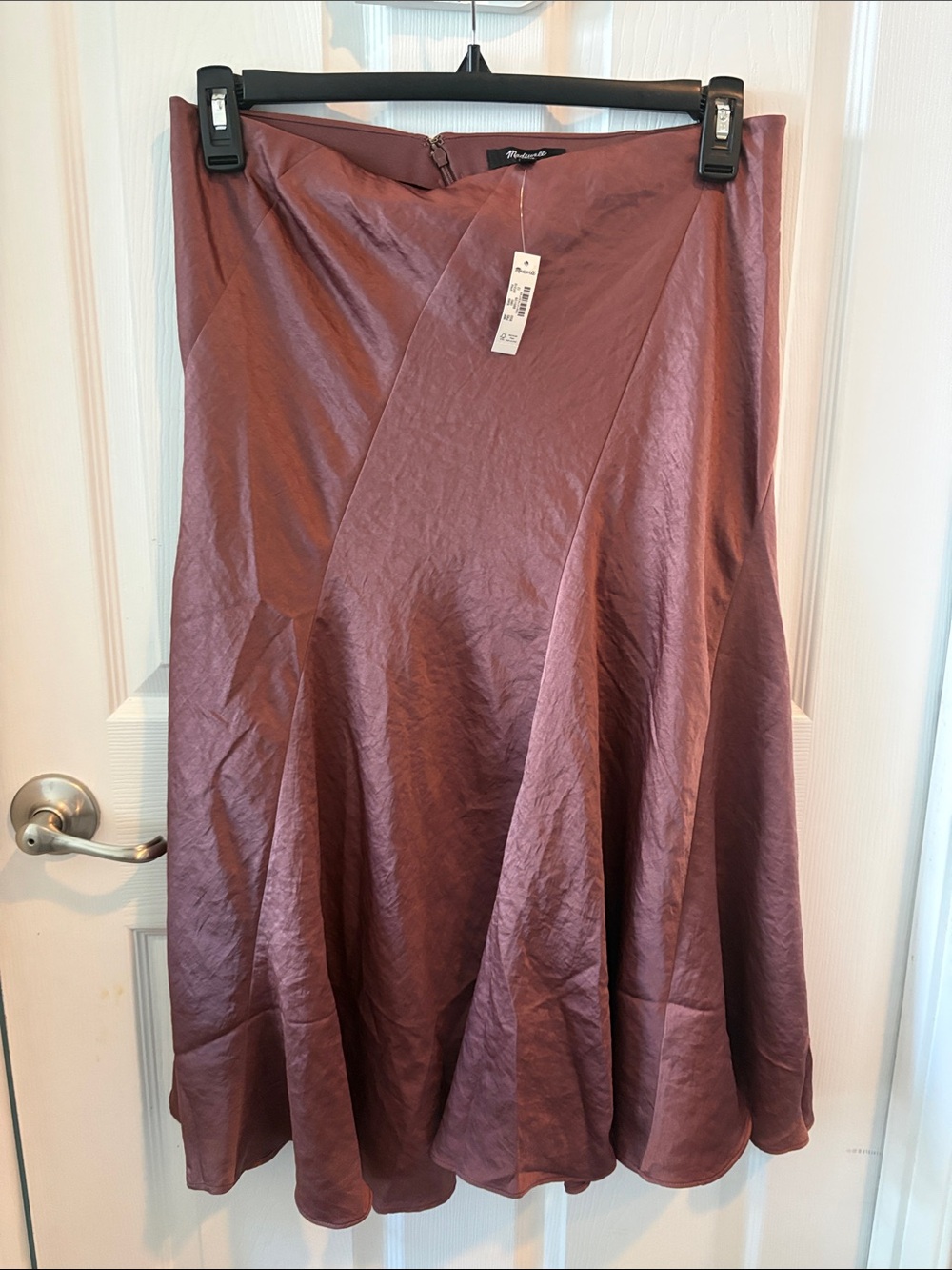 Women's Satin A-Line Midi Skirt - Picture 3 of 4